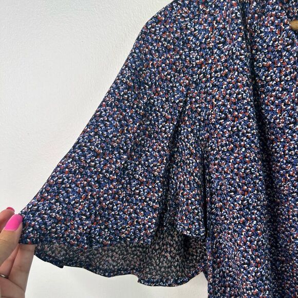 Maeve Anthropologie Multicolor Bella Choker Ditsy Floral Boho Blouse Large - Picture 3 of 11